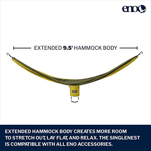 ENO, Eagles Nest Outfitters SingleNest Lightweight Camping Hammock - color: Melon | Olive
