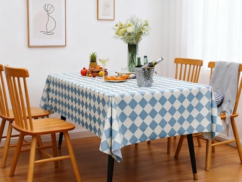 Waterproof Tablecloth, 6ft Table Cover Fitted for Picnic,Camping,Plastic Table Cloth, Heavy Duty Rectangle Tablecloth for Outdoor Party,Kitchen, Birthday, Wedding, Christmas,Decor-72x30inch-blue - color: Light Blue and White