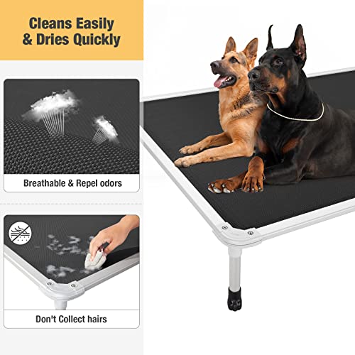Veehoo Chew Proof Elevated Dog Bed - Cooling Raised Pet Cot - Silver Aluminum Frame and Durable Teslin Mesh Fabric, Unique Designed No-Slip Feet for Indoor or Outdoor Use, Black, XX-Large, CWC2003 - color: Black, size: 59.0"L x 37.5"W x 9.0"Th
