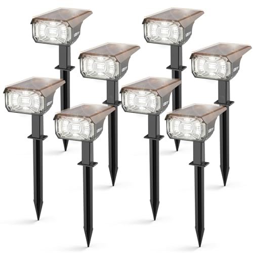 LEREKAM Solar Spot Lights Outdoor,40 LEDs Solar Outdoor Waterproof Landscape Lights with 3 Light Modes, Solar Powered Garden Yard Wall Lights Auto On,Off for Patio 8 Pack - color: Cool White, size: 8 Pack