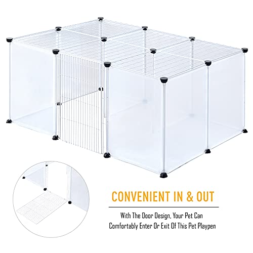 BRIAN & DANY Pet Plastic Playpen, Play Pen Indoor for Kitten, Hamster, Rabbit, Guinea Pig, Clear Enclosure Fence, 17.7 X 13.7 inches, 18 Panels - style: 41.3"L x 27.5"W x 17.7"H