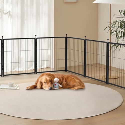 Dog Playpen 24 inch 8 Panels for Indoor & Outdoor Use – Heavy-Duty Metal Pet Fence with Ground Stakes, Rounded Ball Tops for Safety, Stable & Foldable Design, Easy to Assemble - size: 24inch, style: 8 Panels