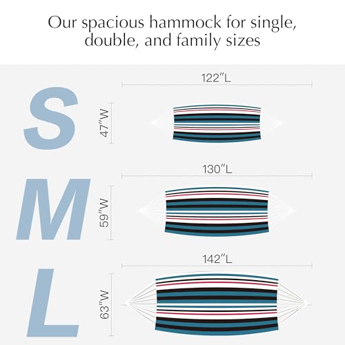 PNAEUT Double Hammocks for Outside, Replacement Outdoor Tree Hammock for Indoor Patio Porch Garden (Denim, Medium) - color: Denim, size: Medium