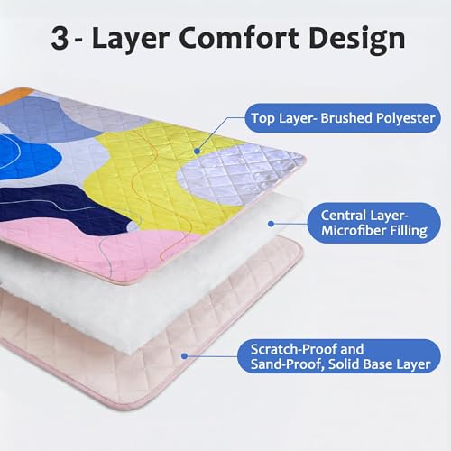 Exclusivo Mezcla Extra Large Waterproof Picnic Blankets 3 Layer, Sandproof and Foldable Outdoor Blanket for Beach Camping, Park and Travel - color: Abstract Yellow