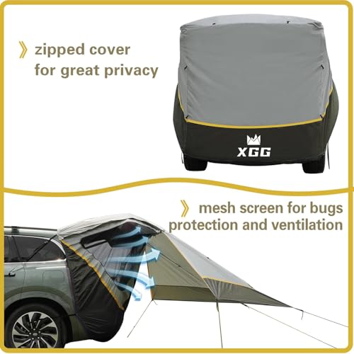 SUV Tent Car Awning, UPF 50++ with Portable Waterproof Storage Bag, Tear-Resistant, Large Space, Good Vision, Smooth Ventilation, Suitable for Outdoor Beach Camping Auto Canopy Shade… - color: Dark Green