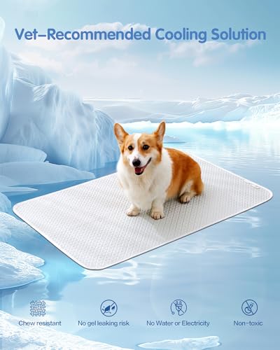 Dog Cooling Mat - Instant Cooling Pet Bed for Dogs & Cats, 6-12°F Drop, Non-Toxic & Machine Washable, Anti-Slip Bottom, Cool Mat for Indoor & Travel Use Light Gray 24" x 18" - color: Light Gray, size: S (24" x 18")
