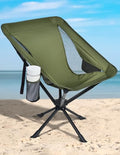 Docusvect Swivel Portable Camping Chair for Adults, Fast Setup, Lightweight & Small Folding Chair with Cup Holder, Side Pocket and Carry Bag - Support 330 LBS - color: Moss