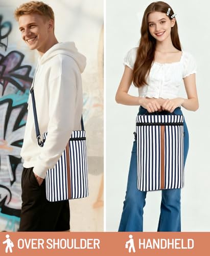 Insulated Wine Bag - Wine Bottle Carrier Tote Cooler Bags for Gifts Travel Picnic Beach, Blue and White Stripes - 2 Bottle - color: Blue and White Stripes, size: 2 Bottles