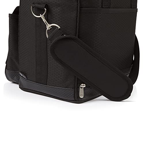 Picnic TIME Cellar 6-Bottle Wine Carrier & Cooler Tote, Insulated Padded Wine Cooler Bag for Travel, Portable Water-Resistant Wine Bag, (Black with Gray Accents) - style: Wine Carrier