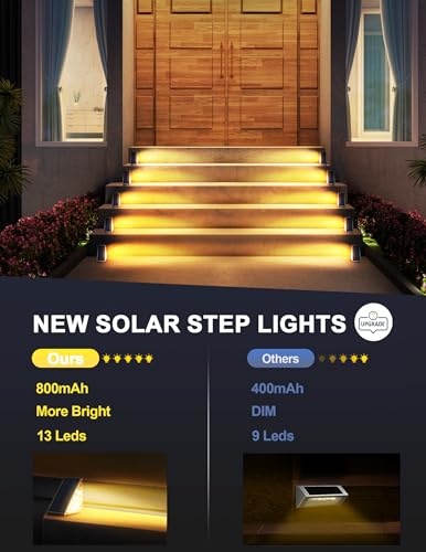 AUDLES LED Solar Step Lights Waterproof Outdoor Stair Lights, Warm White Solar Deck Lights IP67 Solar Decoration Lights for Yard, Patio, Garden, Walkways, Front Door, Pathway, Driveway, Porch 12 Pack - color: Warm White, size: 12 Pack