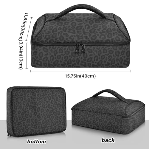 Wamika Black Cheetah Pizza Bag Thermal Tote Leopard Insulated Casserole Cookware Carrier for Hot or Cold Food Fits 15" x 11" Baking Dish for Pockluck, Parties, Picnic, and Cookouts - color: Cheetah