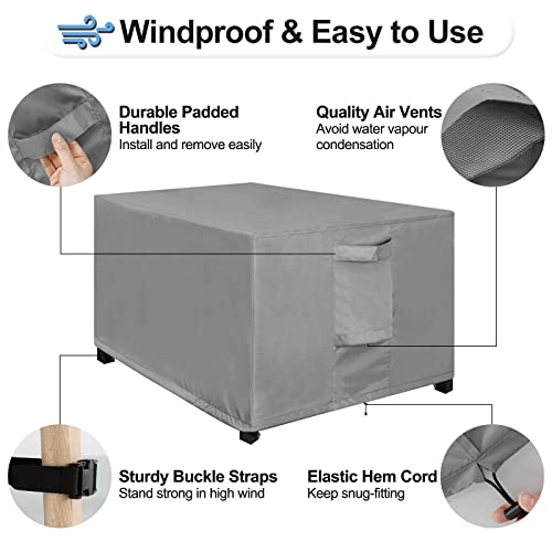OutdoorLines Outdoor Waterproof Patio Ottoman Covers - Rectangle UV-Proof Patio Side Table Cover Windproof Heavy-Duty Furniture Covering Protector 28L x 22W x 17H Inch, Grey - color: Grey, size: Rectangle 28"l X 22"w X 17"h