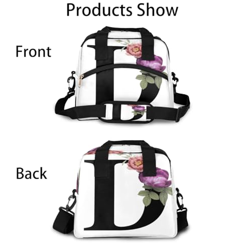Letter D Insulated Lunch Bag for Women Men Reusable Waterproof Lunch Box Cooler Tote Bag One shoulder portable meal bag Portable Adult Lunchbox for Work Picnic Hiking Beach - color: Letter D