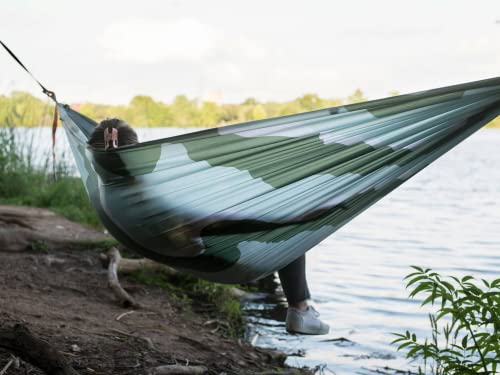 KAMMOK: Roo Double Hammock | Made from Strong & 100% Recycled Water Resistant Ripstop Fabric | Comfortable, Packable, Lightweight (Lifetime Adventure Grade Warranty), Granite Gray - color: Granite Gray, size: Roo Double