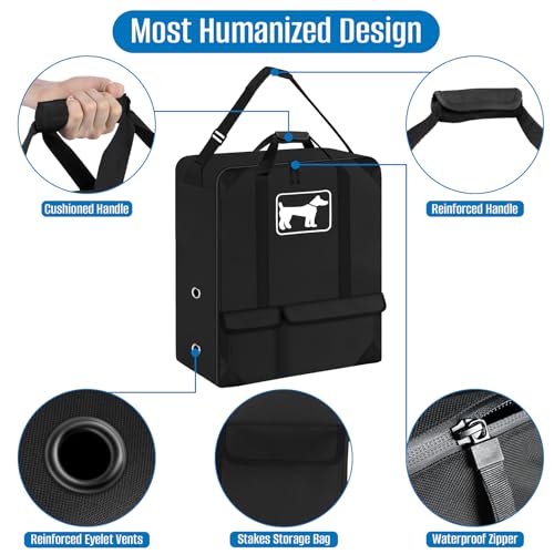 SIRUITON Dog Playpen Storage Bag,Fits 24" H 8 Panels and 9 Stakes Suitable for Foldable Exercise Pet Playpen, Dog Fence Travel Bag with Reinforced Double Handles. (Black, Fits 24in)
