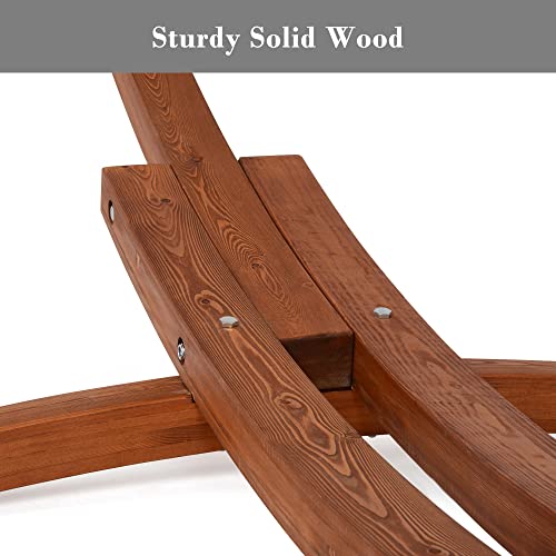 SUNCREAT Hammocks Standing Backyard Hammock with Stand, 2 Person Heavy Duty Hammock with 13.5 ft Wooden Stand, Navy - color: 08-navy