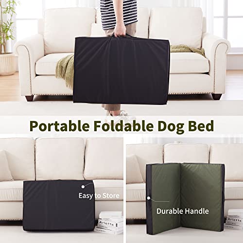 Outdoor Dog Bed - Waterproof, Portable, Foldable, Cooling, Orthopedic for Large Dogs - 35" All Weather - color: Olive Green, size: Large