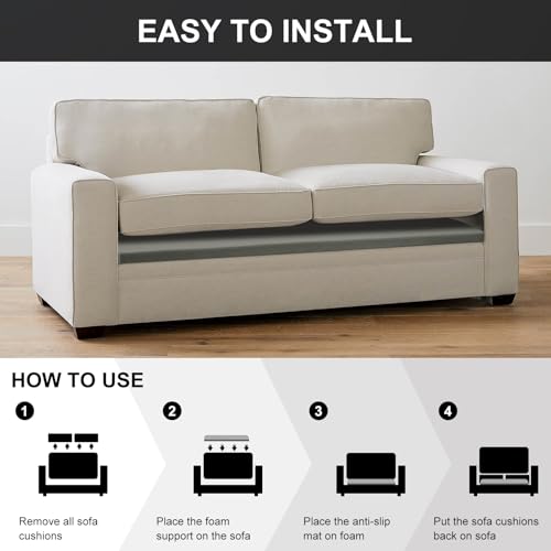 Couch Cushion Support High Density Foam 24X24X2.4 Inches Sofa Couch Supports for Sagging Cushions Light Grey 2Pc with Anti Slip Mesh Fabric - size: Deeper| 24x24 2P