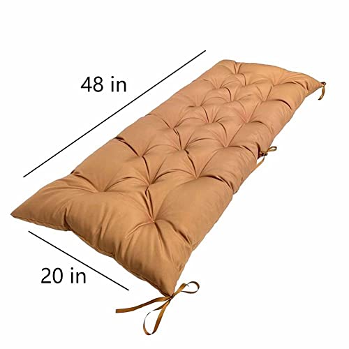 Srutirbo Waterproof Outdoor Bench Cushion, 48"x20", Swing Cushion Patio Furniture Cushions 3 Seater, for Garden Patio Furniture Lounger Bench (Khaki, 48x20 in) - color: Khaki