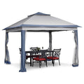 11x11 FT Gazebo Tent, Outdoor Tents for Parties with Mosquito Netting, Folding Heavy Duty Height Adjustable Canopy Tent for Patio Backyard Garden (Blue) - color: Blue