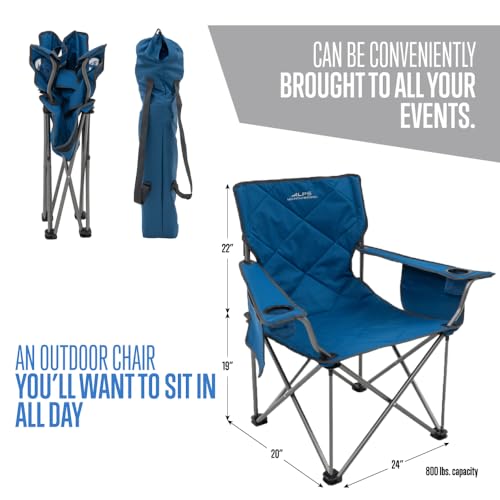 ALPS Mountaineering King Kong Camping Chairs for Adults with Mesh Cup Holders and Pockets, Built Durable and Reliable with Compact Foldable Steel Frame - color: Deep Sea/Charcoal