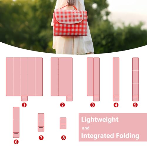 80" x 120" Sandproof Waterproof Picnic Blanket, Beach Mat for Outdoor Camping Hiking Park, Portable with Tote Bag, Non-Stick Sand & Grass, Foldable for Indoor Outdoor Use (Red) - color: Red