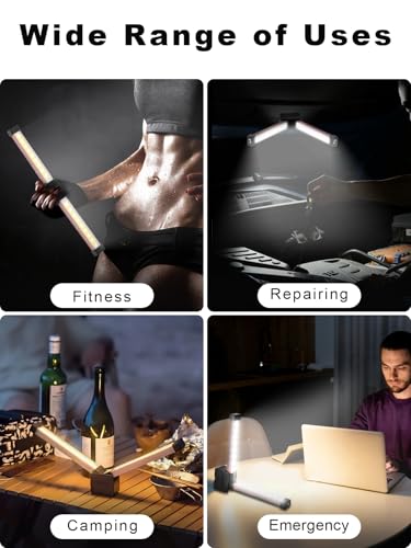 Gym Lamp, YETHKE Portable Gym Lighting for Posing, Magnetic Work Light with Portable Charger, Gift for Men/Women, 180° Rotate Foldable with Hang Hook Camping Lamp, LED Handheld Flashlight-Rose - color: Rose