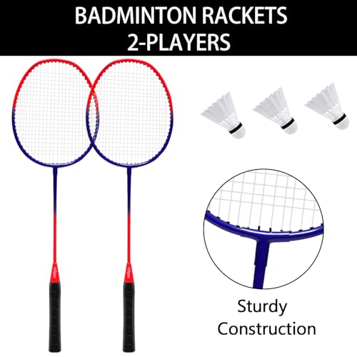 Zdgao Volleyball and Badminton Combo Set for Backyard - 20FT/32FT Volleyball/Badminton Net with Adjustable Height Pole,Anti-Sag System,Volley Ball, Badminton Racquets,Boundary Line and Carry Bag - color: Red & Blue, style: 20FT Volleyball/Badminton Net
