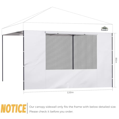 10x10 Pop Up Canopy Sidewall - 1 PC 300D Waterproof Attachable Tent Wall, Privacy Shade for Outdoor Events, Vendor Booths (Tent Not Included, with Square Mesh Window) - style: with Square Window