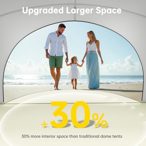 Raynesys Beach Tent Sun Shelter, Beach Shade Tent with UPF50+ UV Protection, Sun Shelter for 1-3 Person, Beaches Shade with 2 Zippered Doors, Portable Tents for Camping Fishing, Beige - color: Beige, size: For 3 Person