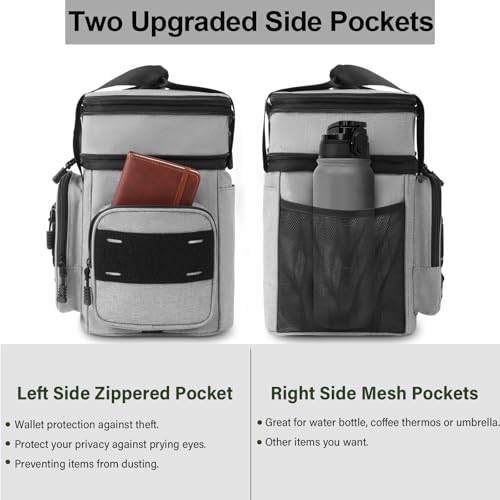 TENKIST Expandable Tactical Lunch Box, Large Insulated Lunch Cooler Bag Heavy Duty Leakproof Lunch Pail for Men Adults Work Office Outdoor Picnic Trips,16L,Grey - color: E-Grey, size: 16L