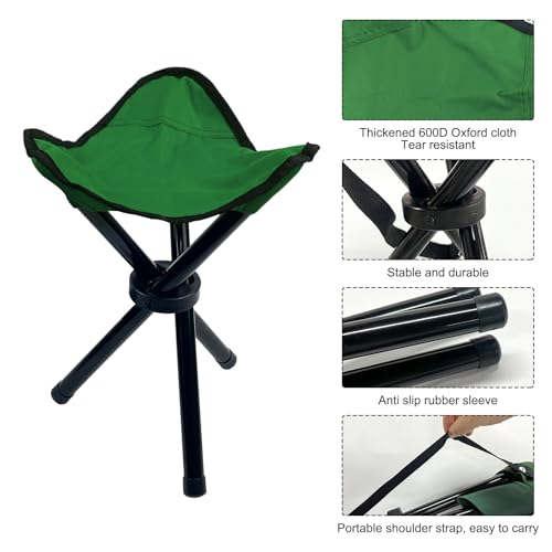 Travel Folding Camping Stool, 14.6 inches Tripod Chair and Maximum weight 210 lbs Outdoor Portable Party Chair Fishing Chair Seat for Camping Fishing Hiking Gardening and Beach Garden Painting - color: Green