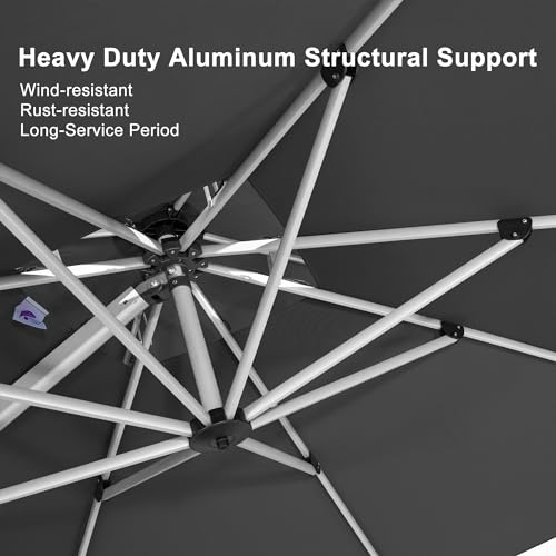 PURPLE LEAF 9' X 11' Patio Umbrella Outdoor Rectangle Umbrella Large Cantilever Umbrella Windproof Offset Heavy Duty Sun for Garden Deck Pool Patio, Grey - color: Grey, size: 9' X 11'
