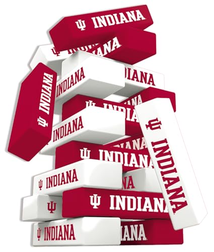 MasterPieces Kid Game Tumble Tower - NCAA Indiana Hoosiers, Officially Licensed Wood Blocks - style: Indiana Hoosiers