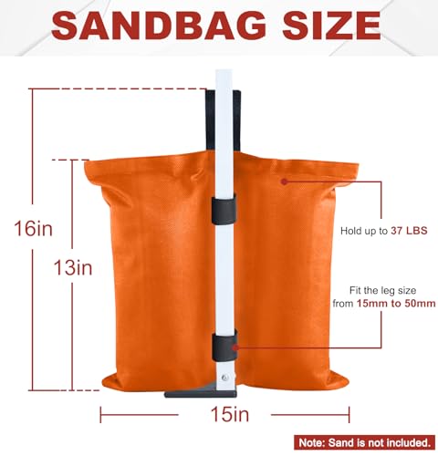 ABCCANOPY Canopy Weights 120 LBS Tent Sand Bags,4-Pack Orange (Without Sand) - color: Orange, size: 120 LBS