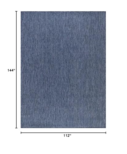 Beverly Rug Indoor Outdoor Rug 9x12, Washable Outside Carpet for Patio, Deck, Porch, Solid Modern Area Rug, Water Resistant, Azure Blue - color: Solid - Azure Blue, size: 9' x 12' (Rectangular)