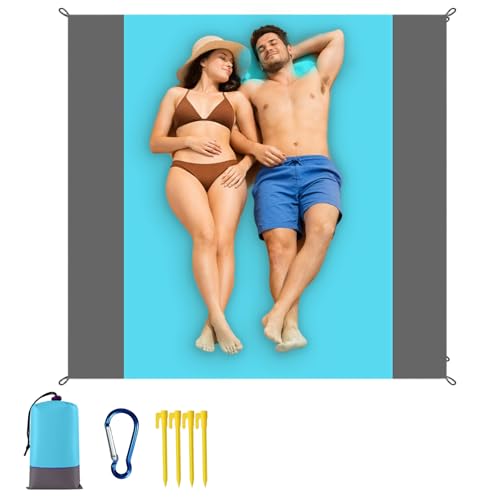 Waterproof Outdoor Mat Sandproof Blanket Lightweight Camping Ground Cover for Family Travel Relaxing Picnic Use 1 Pcs(Grey Blue) - color: Grey Blue