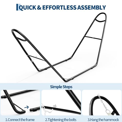 Universal Double Hammock Stand, 550-Pound Capacity, Heavy-Duty Hammock Stand for Outside, Fits 9 to 14 Foot Hammocks, Black - color: Ship-shaped