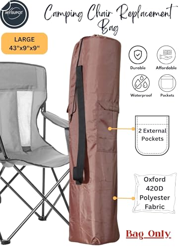 Replacement Bag for Folding Camping Chair, Portable Camp Chair, Hammock, Yoga Mat, Umbrella, Tents, Tripods, Fishing Poles - 420D Oxford Polyester Fabric - color: Brown, size: Large 43"x9"x9"