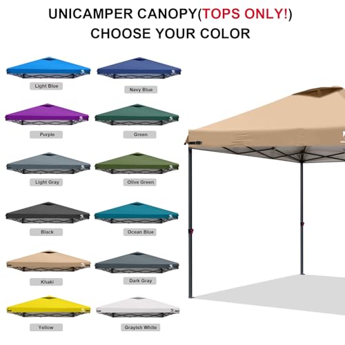 10x10 Pop Up Canopy Replacement Top Cover with Air Vent for Straight Leg Canopy Tent, Waterproof for Outdoor Garden Patio Camping Sun Shade (Khaki) - color: Khaki