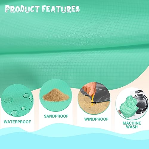 Beach Blanket Waterproof Sandproof 1-7 Adult Oversized 78 '' × 110 '' Lightweight Durable Compact Sand Free Extra Large Beach Mat for Travel Camping Hiking Picnic - color: Greengrey, size: 78“x110”