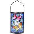 Hanging Solar Lantern Outdoor Waterproof LED Butterfly Solar Lights Decorative Solar Garden Lanterns Tabletop Lamp for Outdoor Patio Yard Decor - style: Pink-Yellow Butterfly