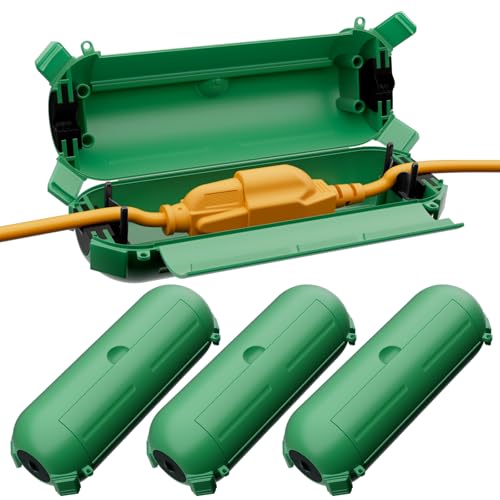 Restmo 4 Pack Compact Outdoor Extension Cord Cover, IP44 Waterproof Box and Safety Housing Case, Ideal to Protect Outdoor Plugs, Electrical Connections, Holiday Decoration Lights, Size Small, Green - color: Green, size: 4 Pack