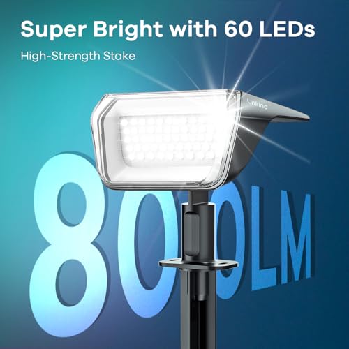 Linkind Solar Spot Lights Outdoor Waterproof IP67, 60 LED Solar Flood Lights 30% High Conversion Landscape Lighting for Garden Yard Pathway (4 Pack, Cool White) - color: Cool White, size: 4 Pack