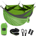 Gold Armour Camping Hammock - Camping Essentials, Double Hammock with Bug Net, Camping Gear Hammock for Outside, Hiking, and Travel (Lime Green & Gray) - color: Lime Green & Gray