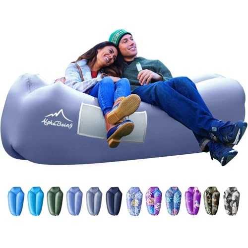 AlphaBeing Inflatable Lounger Beach Chair Accessories, Air Sofa Hammock Inflatable Couch for Camping Backyard Lakeside with Compression Sacks, Ideal Outdoor Gifts for Adults - color: SPACE GRAY