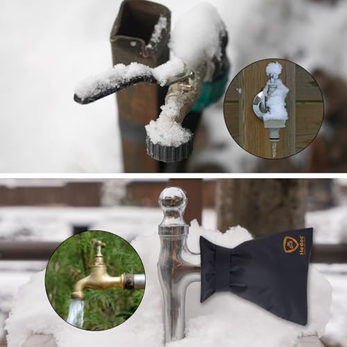 Hedoc Pro Outdoor Faucet Covers for Winter Freeze Protection, 2 Pack 6'' W x 8.2'' H Winter Faucet Insulation Cover Socks, Hose Bib Covers for Winter (Faucet Cover 2 Pack) - color: Black 2 Pack