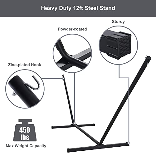 55in Hammock with Stand, Heavy Duty Hammock with Stand Included, Two Person Hammock with Curved Spreader Bar, Pillow and Portable Bag, 450 Lbs Capacity, Dark Gray - color: Dark Gray