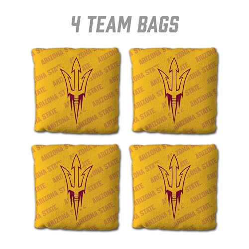 YouTheFan Officially-Licensed NCAA Set of 4 Cornhole Bags - All Weather Regulation 6” x 6” Size - 16oz Weight - Designed in USA - color: Arizona State Sun Devils - Yellow