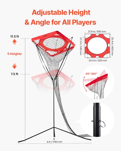 VEVOR Volleyball Training Net System,8 * 11/12 * 11ft/Pitching Practice/Spiking Practice/14 Net,Portable Net Station, Easy Setup Indoor Outdoor Target Net for Serving Spiking Setting - style: Pitching Practice
